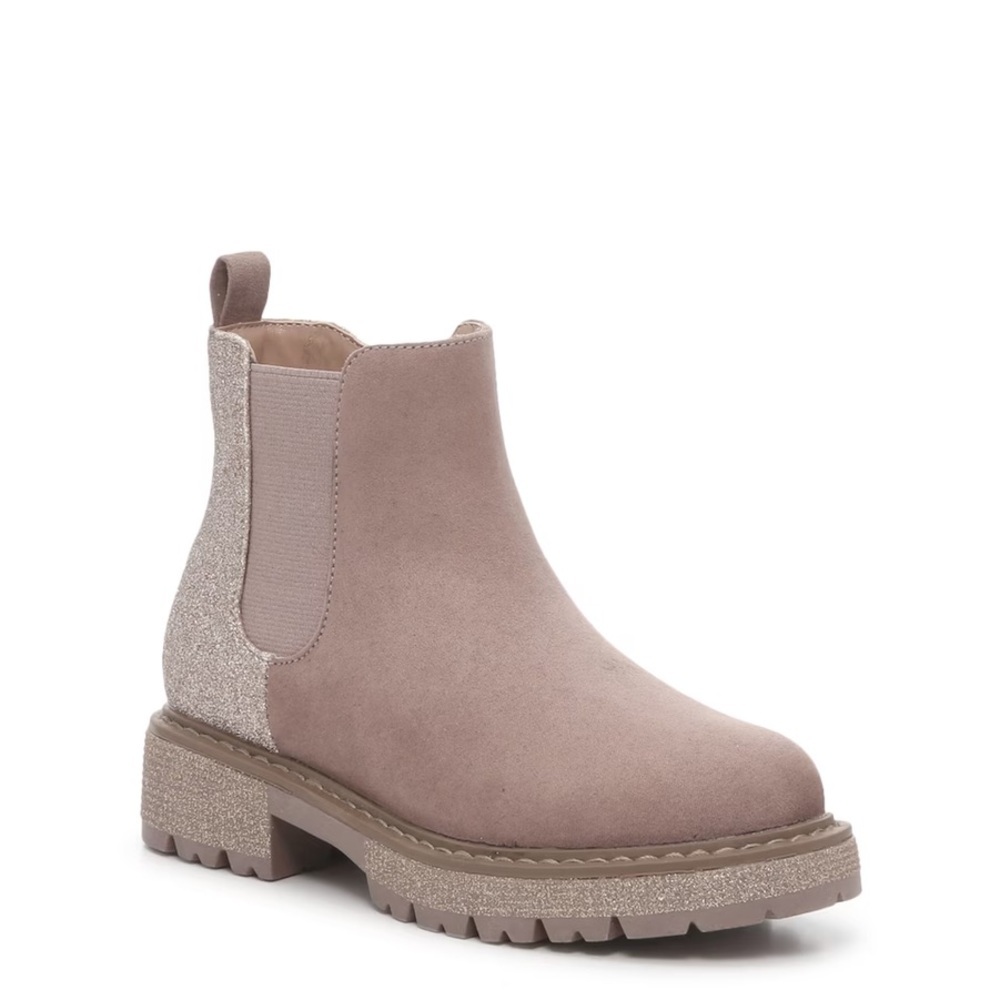 Steve Madden Howler Youth Glitter Chelsea Boots Taupe Size 13